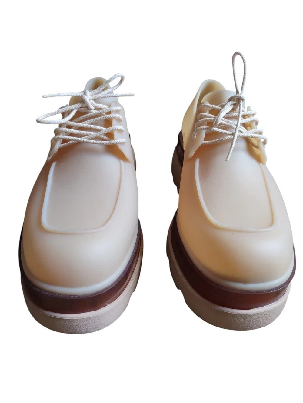 Melissa 10 Platform Tan Jelly Loafer Vegan Shoes